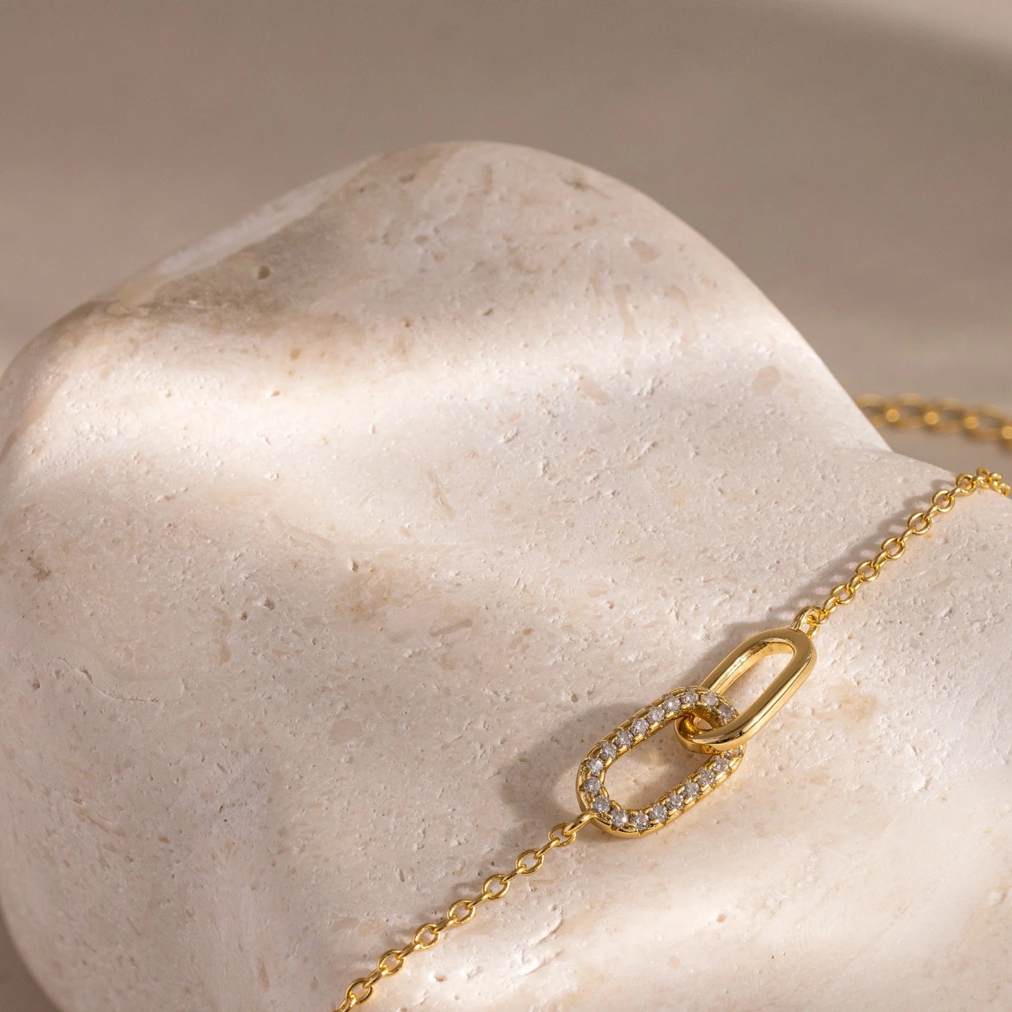 Minimalist pave link bracelet for women — The Noelle Pave Bracelet in sterling silver by LUXEZ Jewels.